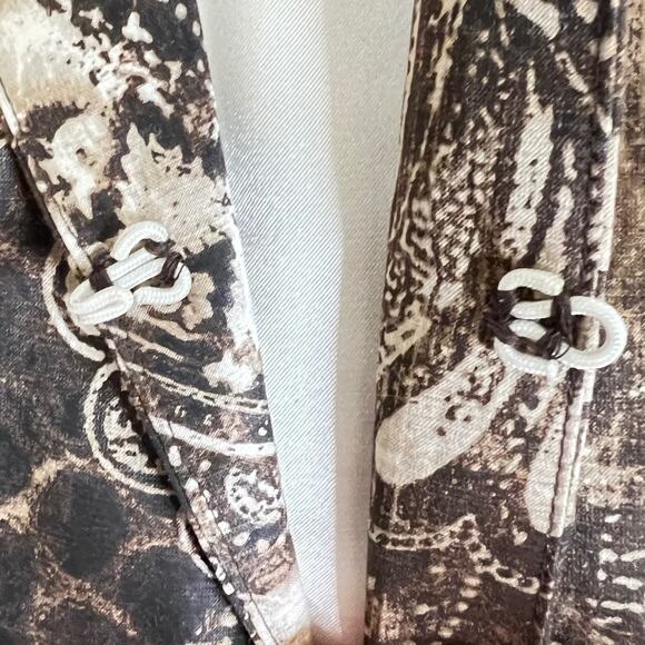 Chicos Womens Jacket Size 2 US L Brown Black Abstract Paisley Silk Blend Blazer - Picture 6 of 6
